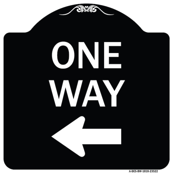 One Way Left Arrow Heavy-Gauge Aluminum Architectural Sign, 18" x 18", BW-1818-23522